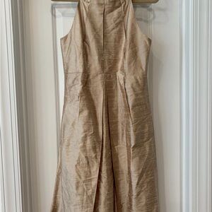 Watters & Watters vintage SILK  Sleeveless Dress gold sheen beige size 6